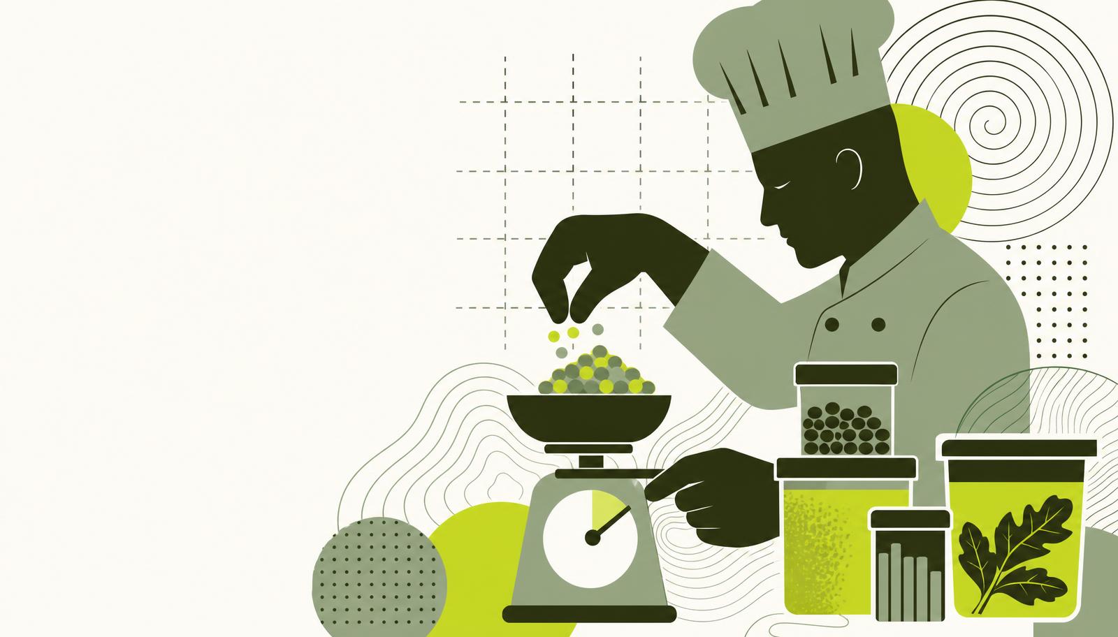A chef checking ingredient stock levels in a restaurant kitchen store